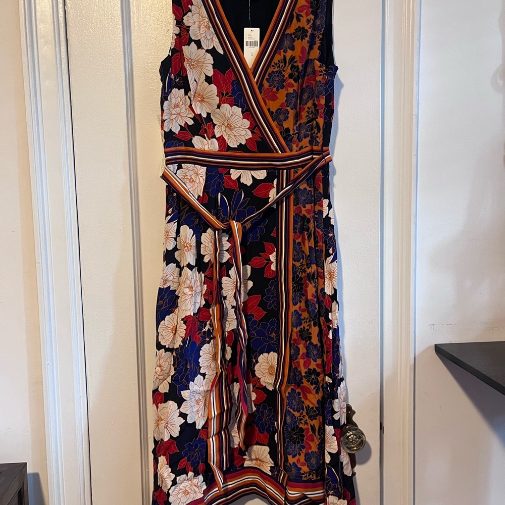 Anthropologie / Maeve Floral Maxi Dress - Navy and Multicolor